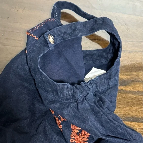 Banana Republic Baby 12-18 Month Navy Blue Linen Embroidered Jumper - Picture 9 of 13